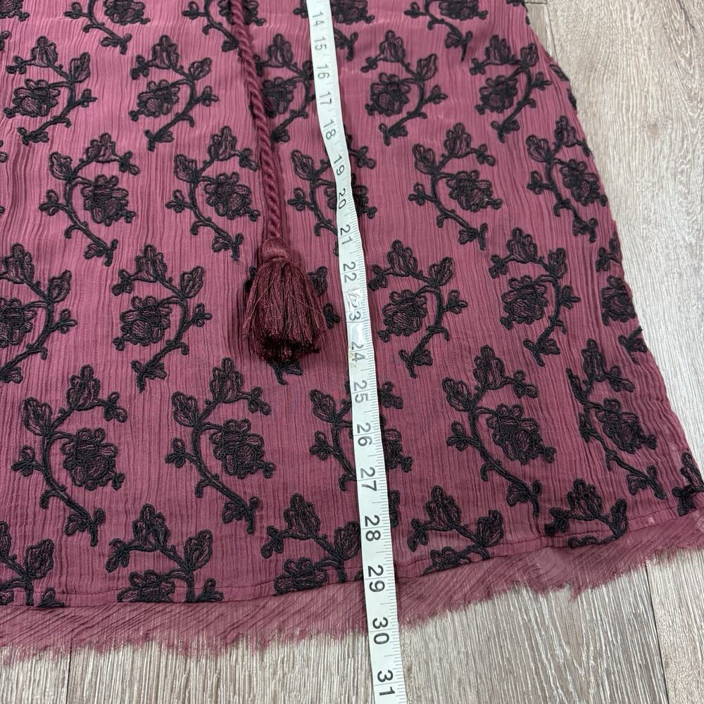 Sundance Gemma Elegance Embroidered Top Maroon Popover Blouse Size XL - Picture 10 of 15